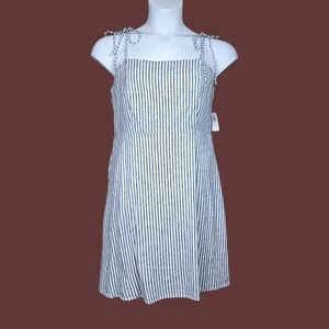 Old Navy Womens Sleeveless Blue Striped Linen Mini Dress Size L NWT